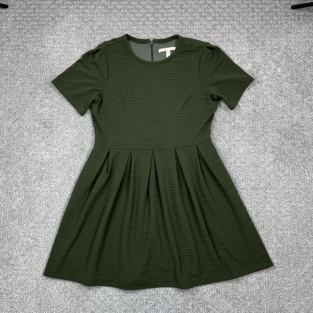 Hutch Dress Womens XL Petite Green Knit Fit Flare Short Sleeve Pockets Workwear
